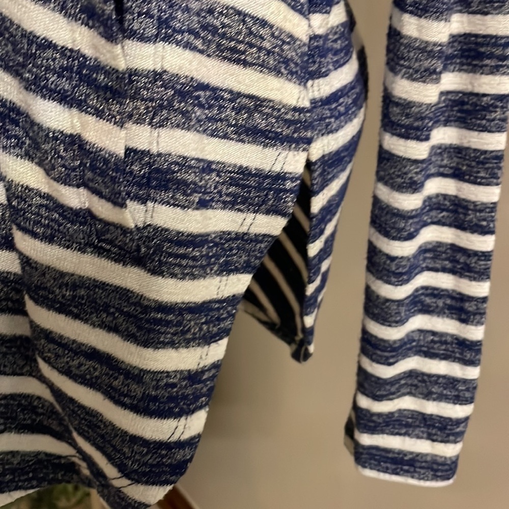 BANANA REPUBLIC women’s LUXESPUN striped hoodie blue white pullover stretchy XS - Picture 4 of 9
